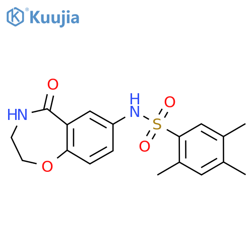 2,4,5-trimethyl-N-(5-oxo-2,3,4,5-tetrahydro-1,4-benzoxazepin-7-yl)benzene-1-sulfonamide structure