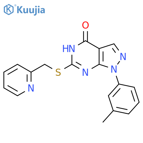1-(3-methylphenyl)-6-{(pyridin-2-yl)methylsulfanyl}-1H-pyrazolo3,4-dpyrimidin-4-ol structure