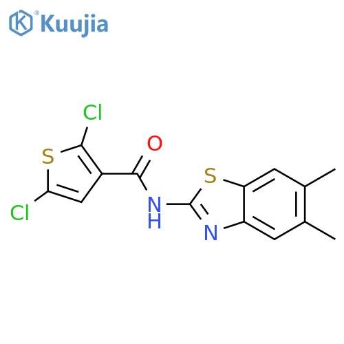 2,5-dichloro-N-(5,6-dimethyl-1,3-benzothiazol-2-yl)thiophene-3-carboxamide structure