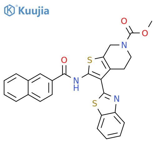 methyl 3-(1,3-benzothiazol-2-yl)-2-(naphthalene-2-amido)-4H,5H,6H,7H-thieno2,3-cpyridine-6-carboxylate structure