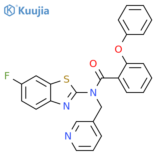 N-(6-fluoro-1,3-benzothiazol-2-yl)-2-phenoxy-N-(pyridin-3-yl)methylbenzamide structure