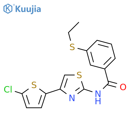 N-4-(5-chlorothiophen-2-yl)-1,3-thiazol-2-yl-3-(ethylsulfanyl)benzamide structure