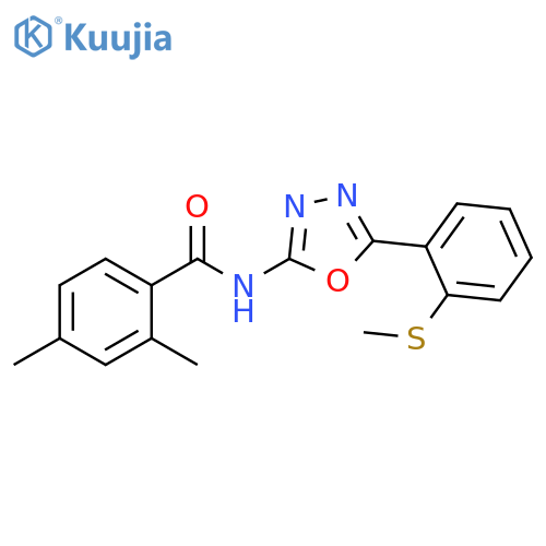 2,4-dimethyl-N-{5-2-(methylsulfanyl)phenyl-1,3,4-oxadiazol-2-yl}benzamide structure