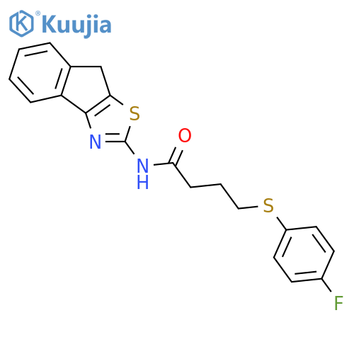4-(4-fluorophenyl)sulfanyl-N-{8H-indeno1,2-d1,3thiazol-2-yl}butanamide structure