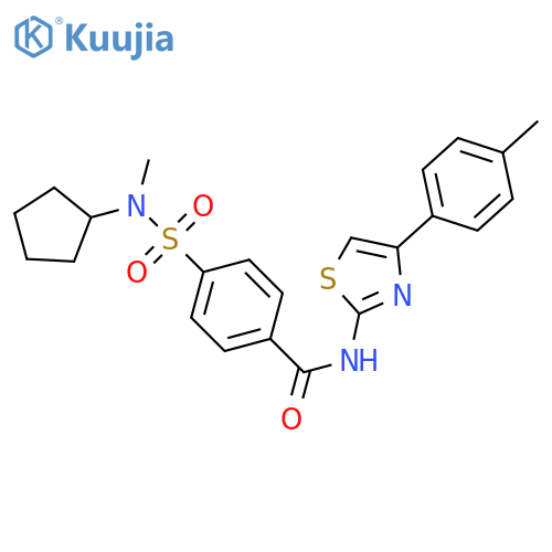 4-cyclopentyl(methyl)sulfamoyl-N-4-(4-methylphenyl)-1,3-thiazol-2-ylbenzamide structure