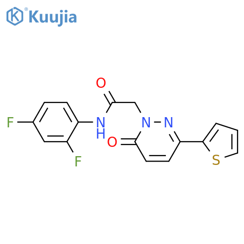 N-(2,4-difluorophenyl)-2-6-oxo-3-(thiophen-2-yl)-1,6-dihydropyridazin-1-ylacetamide structure