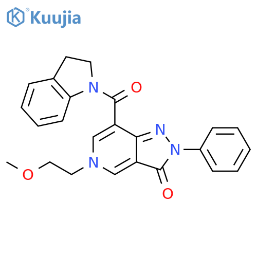 7-(2,3-dihydro-1H-indole-1-carbonyl)-5-(2-methoxyethyl)-2-phenyl-2H,3H,5H-pyrazolo4,3-cpyridin-3-one structure