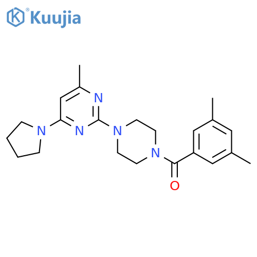 2-4-(3,5-dimethylbenzoyl)piperazin-1-yl-4-methyl-6-(pyrrolidin-1-yl)pyrimidine structure