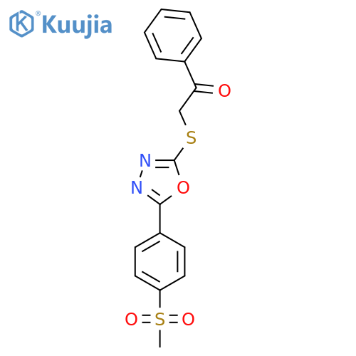 2-{5-(4-methanesulfonylphenyl)-1,3,4-oxadiazol-2-ylsulfanyl}-1-phenylethan-1-one structure