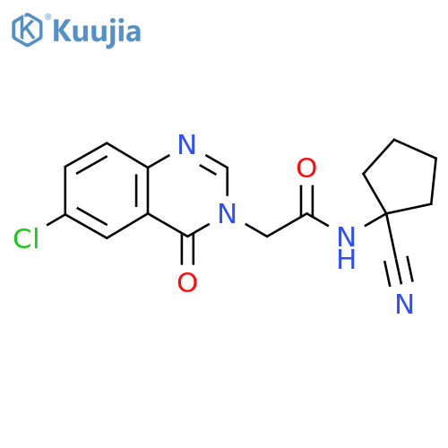 2-(6-chloro-4-oxo-3,4-dihydroquinazolin-3-yl)-N-(1-cyanocyclopentyl)acetamide structure