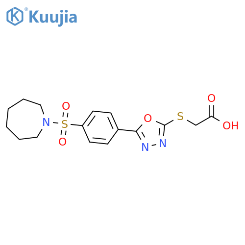 2-({5-4-(azepane-1-sulfonyl)phenyl-1,3,4-oxadiazol-2-yl}sulfanyl)acetic acid structure