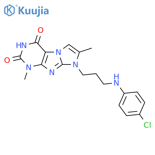 8-{3-(4-chlorophenyl)aminopropyl}-1,7-dimethyl-1H,2H,3H,4H,8H-imidazo1,2-gpurine-2,4-dione structure