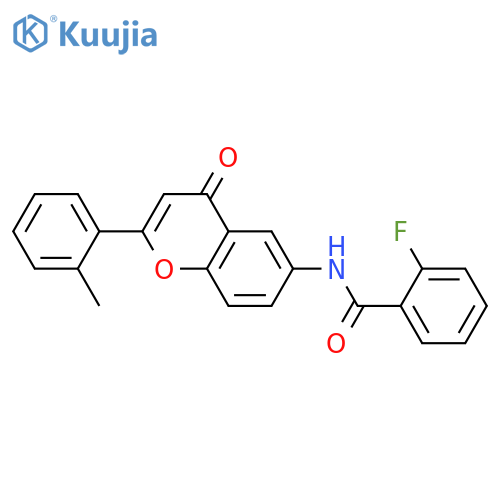 2-fluoro-N-2-(2-methylphenyl)-4-oxo-4H-chromen-6-ylbenzamide structure