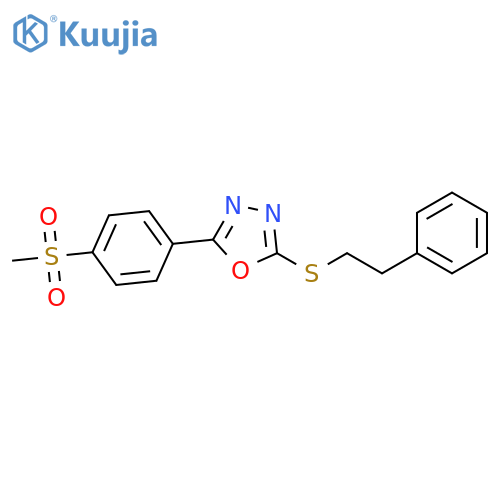 2-(4-methanesulfonylphenyl)-5-(2-phenylethyl)sulfanyl-1,3,4-oxadiazole structure
