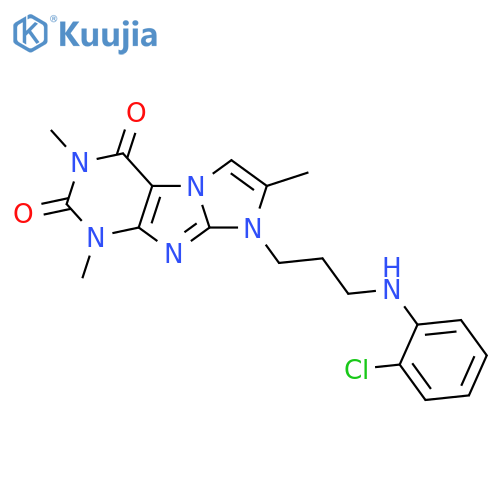 8-{3-(2-chlorophenyl)aminopropyl}-1,3,7-trimethyl-1H,2H,3H,4H,8H-imidazo1,2-gpurine-2,4-dione structure