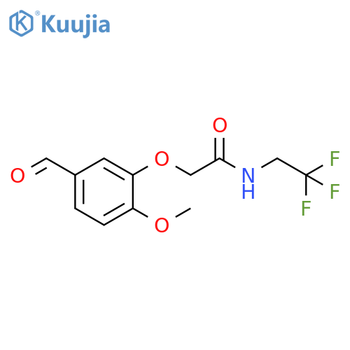 2-(5-formyl-2-methoxyphenoxy)-N-(2,2,2-trifluoroethyl)acetamide structure