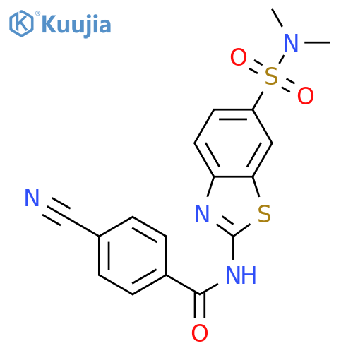 4-cyano-N-6-(dimethylsulfamoyl)-1,3-benzothiazol-2-ylbenzamide structure