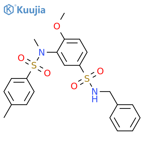 N-benzyl-4-methoxy-3-(N-methyl4-methylbenzenesulfonamido)benzene-1-sulfonamide structure