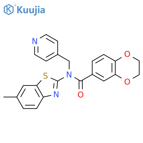N-(6-methyl-1,3-benzothiazol-2-yl)-N-(pyridin-4-yl)methyl-2,3-dihydro-1,4-benzodioxine-6-carboxamide structure