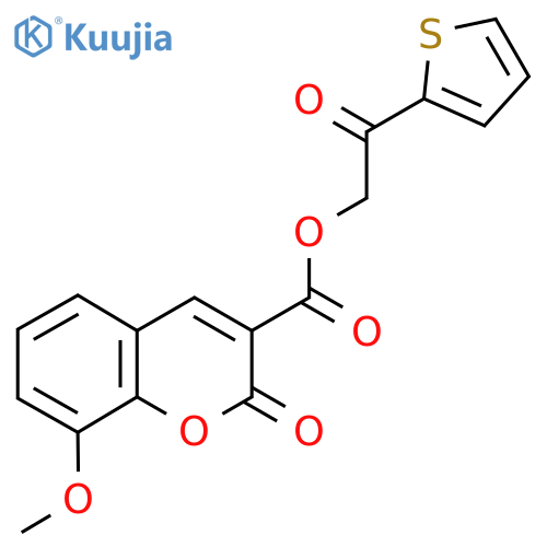 2-oxo-2-(thiophen-2-yl)ethyl 8-methoxy-2-oxo-2H-chromene-3-carboxylate structure