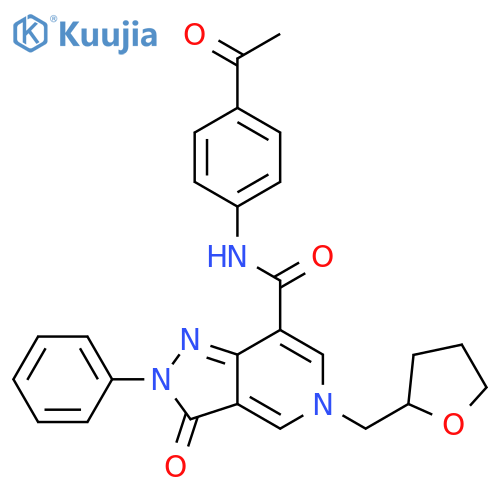 N-(4-acetylphenyl)-3-oxo-5-(oxolan-2-yl)methyl-2-phenyl-2H,3H,5H-pyrazolo4,3-cpyridine-7-carboxamide structure