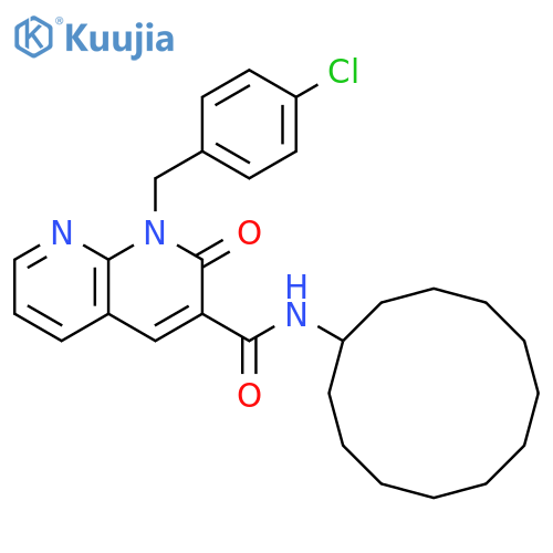 1-(4-chlorophenyl)methyl-N-cyclododecyl-2-oxo-1,2-dihydro-1,8-naphthyridine-3-carboxamide structure