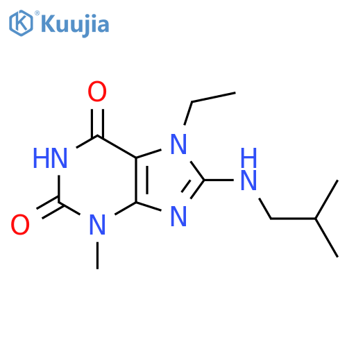 7-ethyl-3-methyl-8-(2-methylpropyl)amino-2,3,6,7-tetrahydro-1H-purine-2,6-dione structure