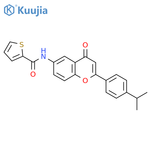 N-{4-oxo-2-4-(propan-2-yl)phenyl-4H-chromen-6-yl}thiophene-2-carboxamide structure