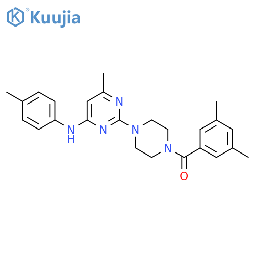 2-4-(3,5-dimethylbenzoyl)piperazin-1-yl-6-methyl-N-(4-methylphenyl)pyrimidin-4-amine structure