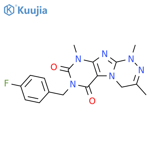 7-(4-fluorophenyl)methyl-1,3,9-trimethyl-1H,4H,6H,7H,8H,9H-1,2,4triazino4,3-gpurine-6,8-dione structure