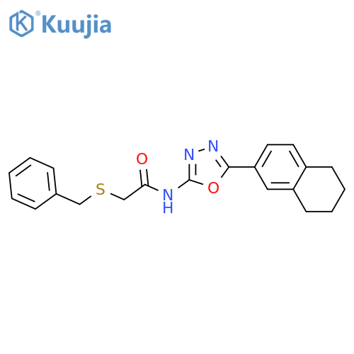 2-(benzylsulfanyl)-N-5-(5,6,7,8-tetrahydronaphthalen-2-yl)-1,3,4-oxadiazol-2-ylacetamide structure