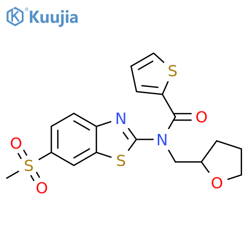 N-(6-methanesulfonyl-1,3-benzothiazol-2-yl)-N-(oxolan-2-yl)methylthiophene-2-carboxamide structure