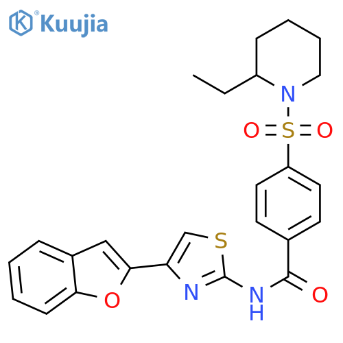 N-4-(1-benzofuran-2-yl)-1,3-thiazol-2-yl-4-(2-ethylpiperidin-1-yl)sulfonylbenzamide structure