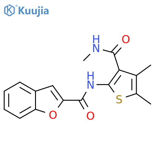 N-4,5-dimethyl-3-(methylcarbamoyl)thiophen-2-yl-1-benzofuran-2-carboxamide structure