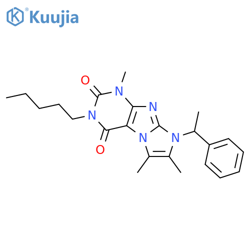 1,6,7-trimethyl-3-pentyl-8-(1-phenylethyl)-1H,2H,3H,4H,8H-imidazo1,2-gpurine-2,4-dione structure