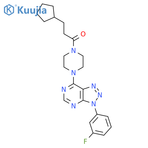 3-cyclopentyl-1-{4-3-(3-fluorophenyl)-3H-1,2,3triazolo4,5-dpyrimidin-7-ylpiperazin-1-yl}propan-1-one structure