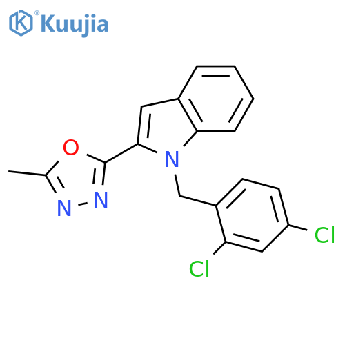 1-(2,4-dichlorophenyl)methyl-2-(5-methyl-1,3,4-oxadiazol-2-yl)-1H-indole structure