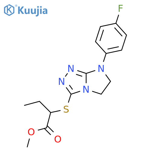 methyl 2-{7-(4-fluorophenyl)-5H,6H,7H-imidazo2,1-c1,2,4triazol-3-ylsulfanyl}butanoate structure