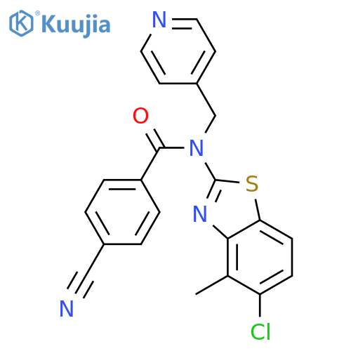N-(5-chloro-4-methyl-1,3-benzothiazol-2-yl)-4-cyano-N-(pyridin-4-yl)methylbenzamide structure
