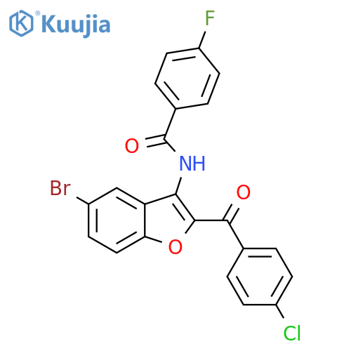 N-5-bromo-2-(4-chlorobenzoyl)-1-benzofuran-3-yl-4-fluorobenzamide structure