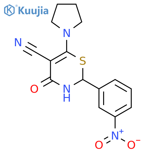 2-(3-Nitrophenyl)-4-oxo-6-(pyrrolidin-1-yl)-3,4-dihydro-2h-1,3-thiazine-5-carbonitrile structure