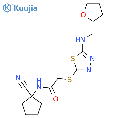 N-(1-cyanocyclopentyl)-2-[(5-{[(oxolan-2-yl)methyl]amino}-1,3,4-thiadiazol-2-yl)sulfanyl]acetamide structure