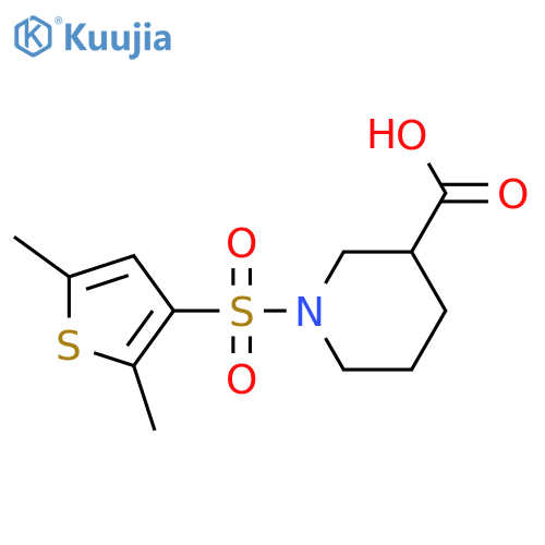 1-(2,5-dimethylthiophen-3-yl)sulfonylpiperidine-3-carboxylic acid structure