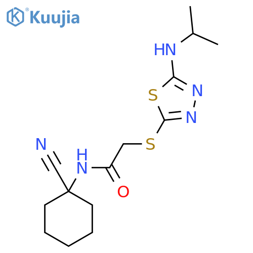 N-(1-cyanocyclohexyl)-2-({5-[(propan-2-yl)amino]-1,3,4-thiadiazol-2-yl}sulfanyl)acetamide structure