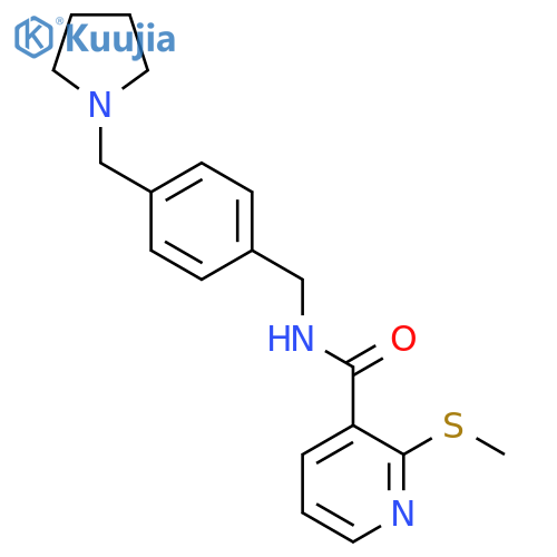 2-(methylsulfanyl)-N-({4-[(pyrrolidin-1-yl)methyl]phenyl}methyl)pyridine-3-carboxamide structure