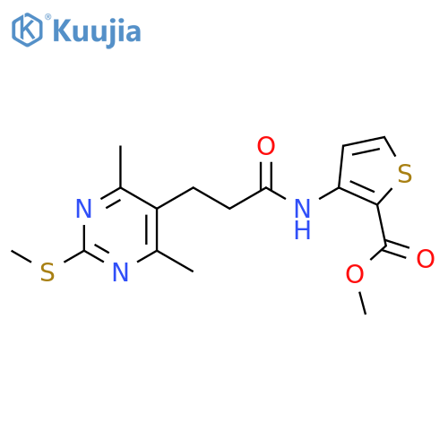 Methyl 3-[[3-[4,6-dimethyl-2-(methylthio)-5-pyrimidinyl]-1-oxopropyl]amino]-2-thiophenecarboxylate structure