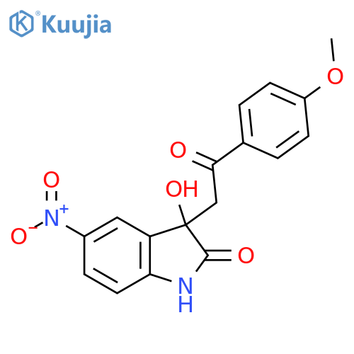 3-hydroxy-3-2-(4-methoxyphenyl)-2-oxoethyl-5-nitro-2,3-dihydro-1H-indol-2-one structure