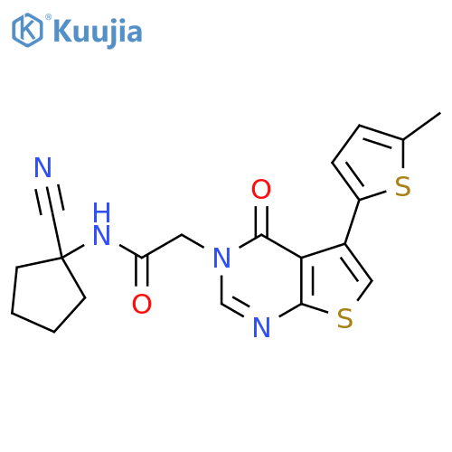 N-(1-cyanocyclopentyl)-2-[5-(5-methylthiophen-2-yl)-4-oxothieno[2,3-d]pyrimidin-3-yl]acetamide structure