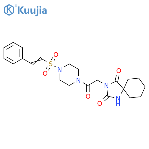 3-[2-Oxo-2-[4-[(2-phenylethenyl)sulfonyl]-1-piperazinyl]ethyl]-1,3-diazaspiro[4.5]decane-2,4-dione structure