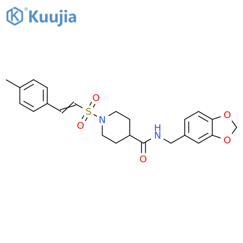 4-Piperidinecarboxamide, N-(1,3-benzodioxol-5-ylmethyl)-1-[[2-(4-methylphenyl)ethenyl]sulfonyl]- structure